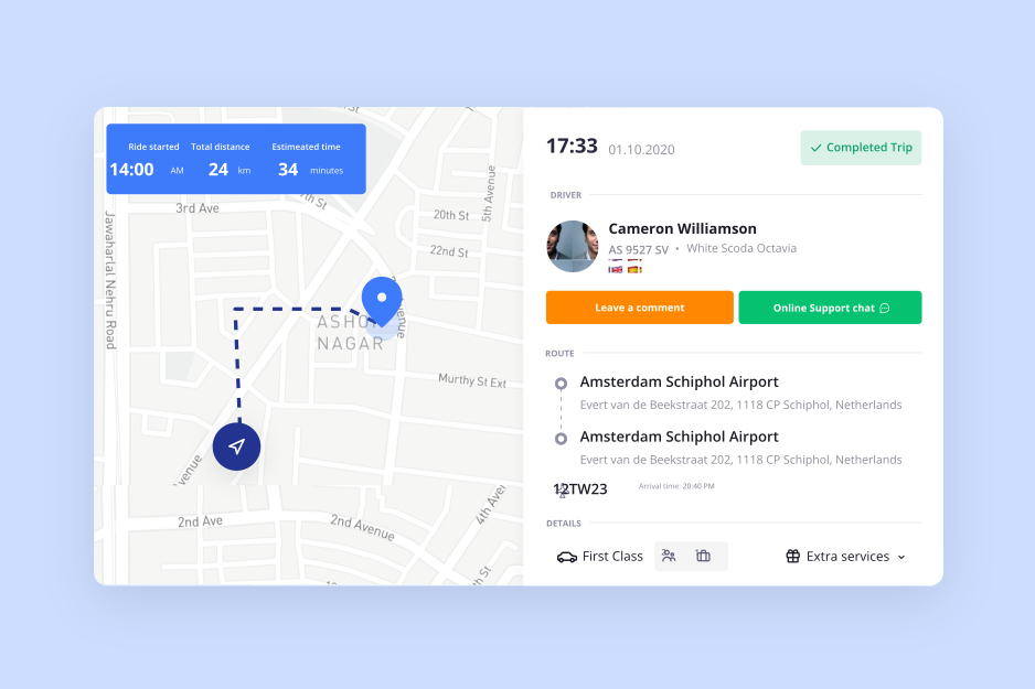 Easily track all your current rides through the real-time map. Atob